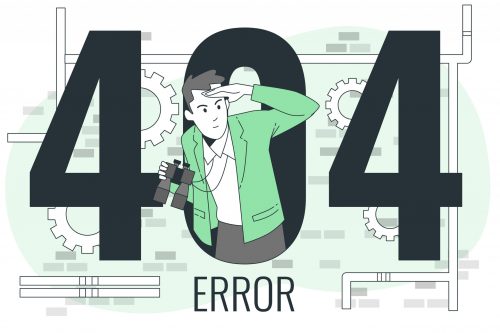 404 error with a tired person